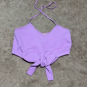 Lavender Tie-Front Halter Top